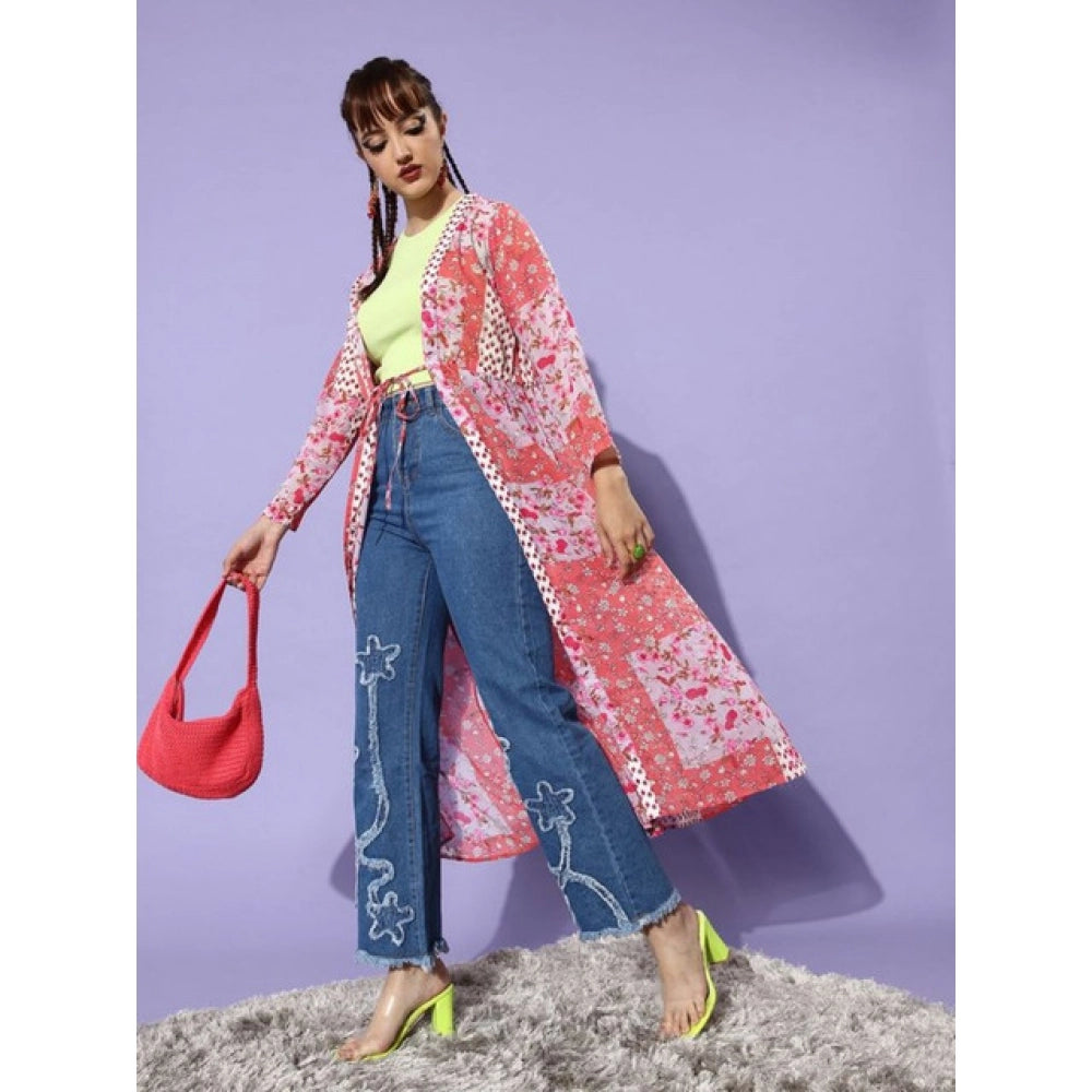 Ravishing Women's Polyester Floral Long Sleeves Shrug