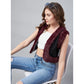 Elegant Women's Denim And Fur Solid Sleeveless Shrug