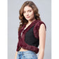 Elegant Women's Denim And Fur Solid Sleeveless Shrug