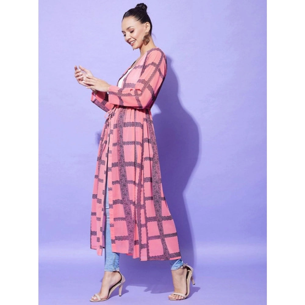 Ravishing Women's Polyester Check Long Sleeves Shrug