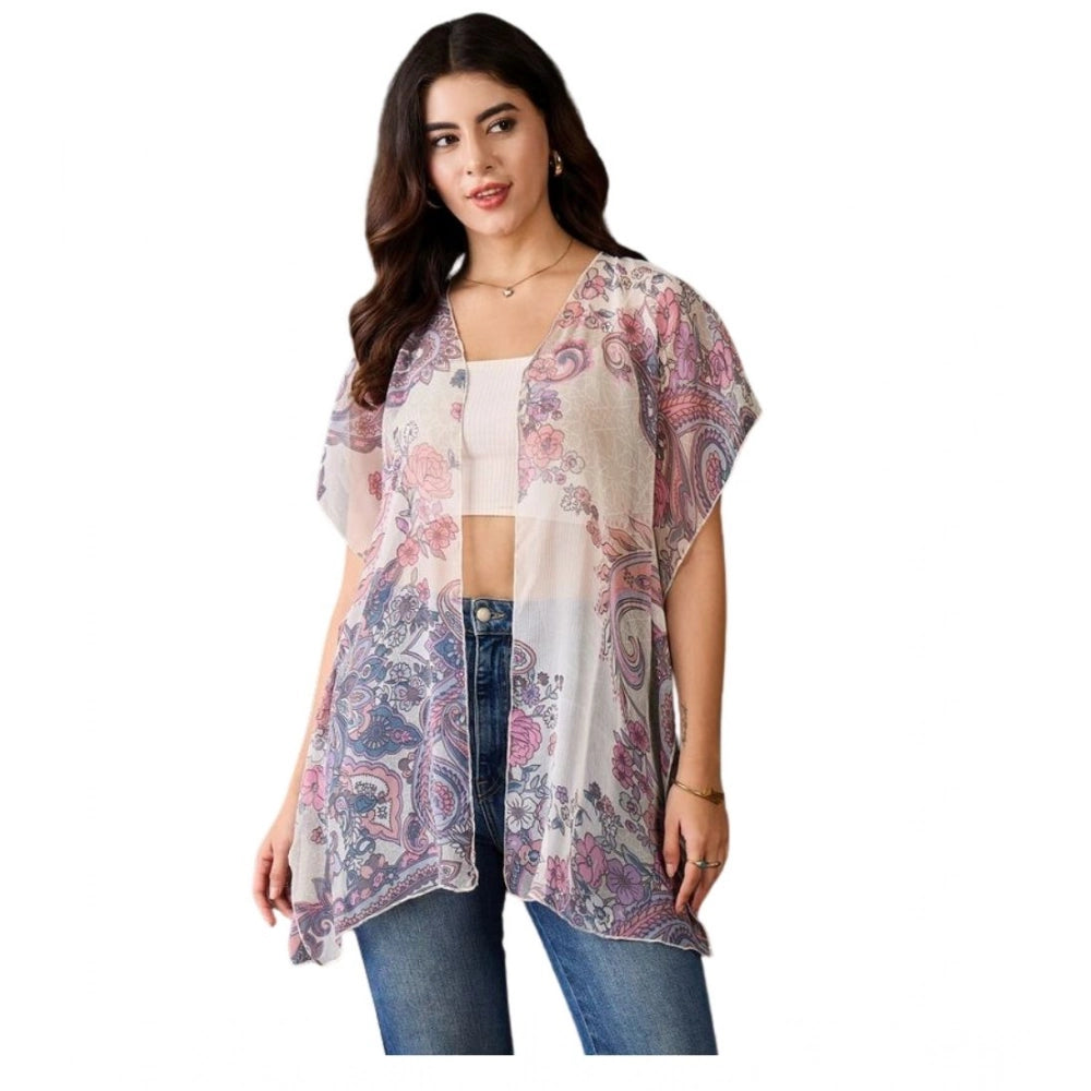 Gorgeous Women's Chiffon Printed Short Sleeves Shrug