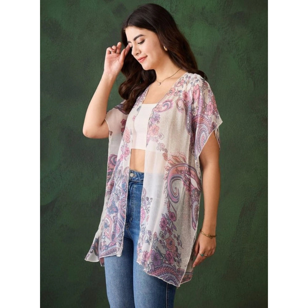 Gorgeous Women's Chiffon Printed Short Sleeves Shrug
