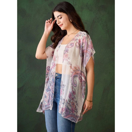 Gorgeous Women's Chiffon Printed Short Sleeves Shrug