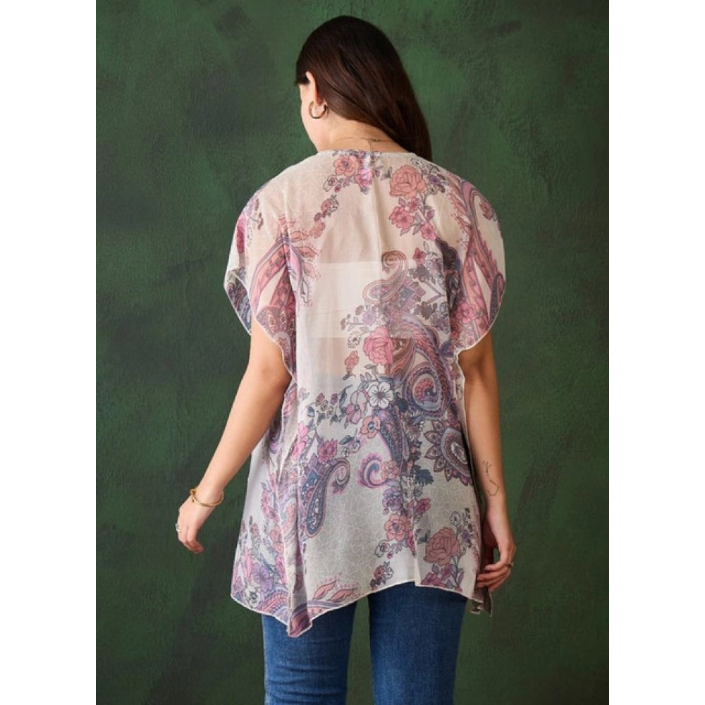 Gorgeous Women's Chiffon Printed Short Sleeves Shrug