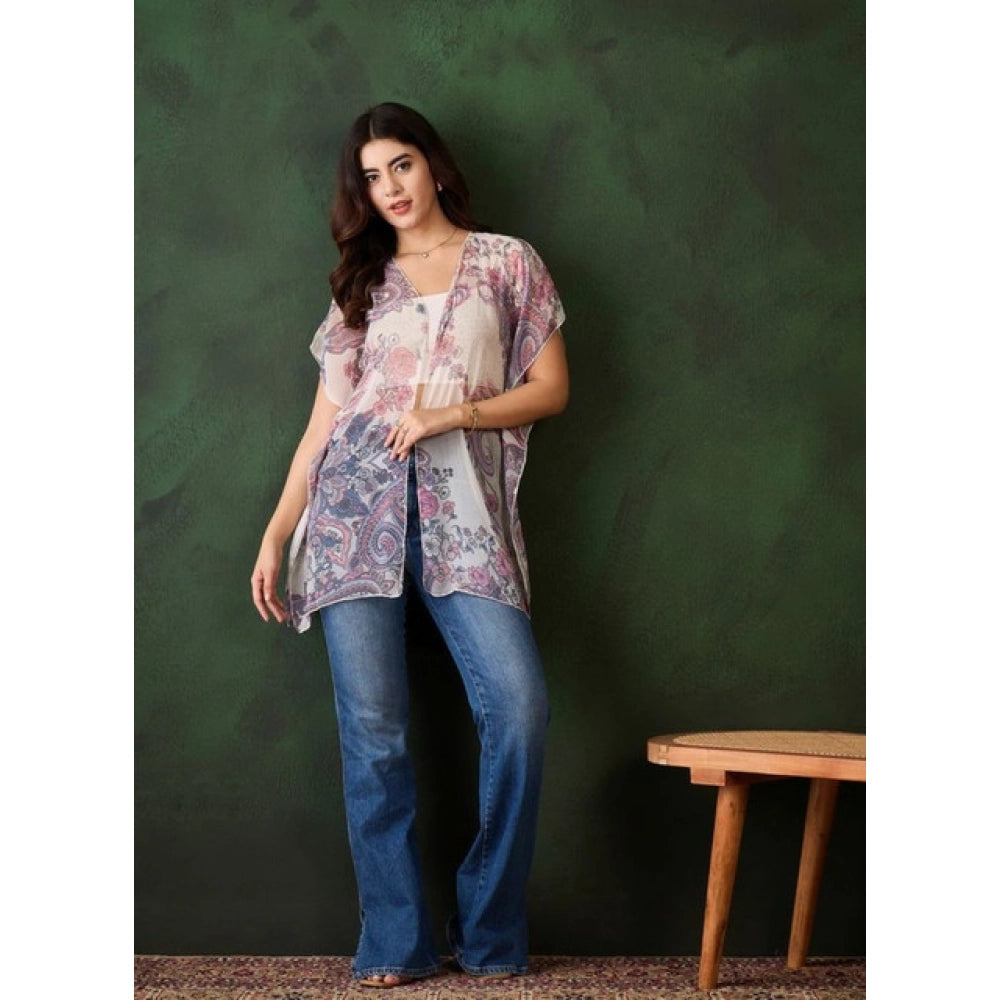 Gorgeous Women's Chiffon Printed Short Sleeves Shrug