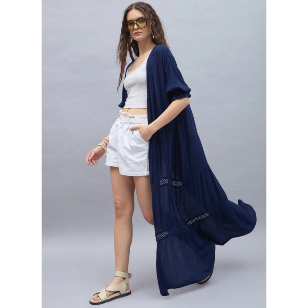 Ravishing Women's Rayon Crepe Lace Inserts 3-4th Sleeve Shrug