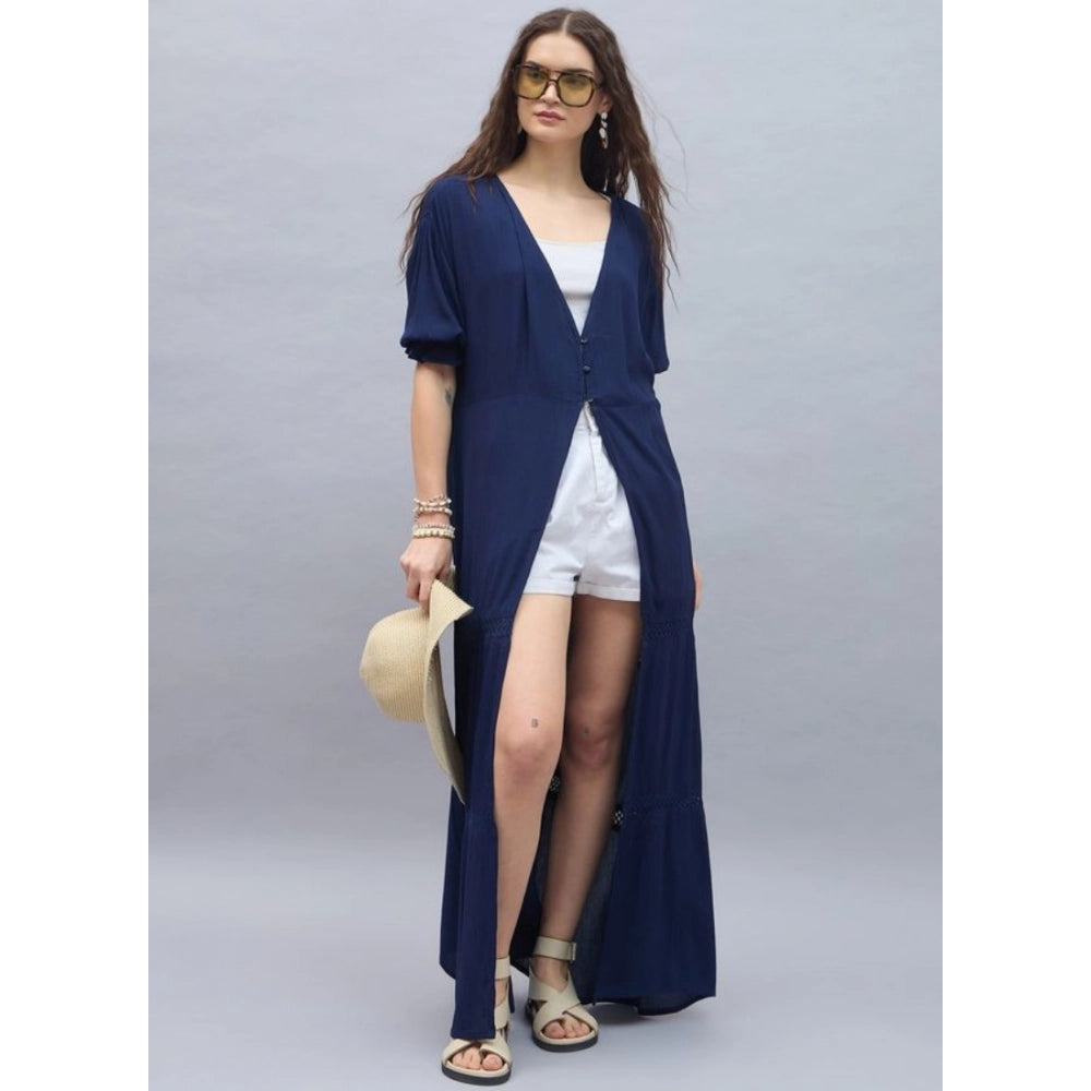 Ravishing Women's Rayon Crepe Lace Inserts 3-4th Sleeve Shrug