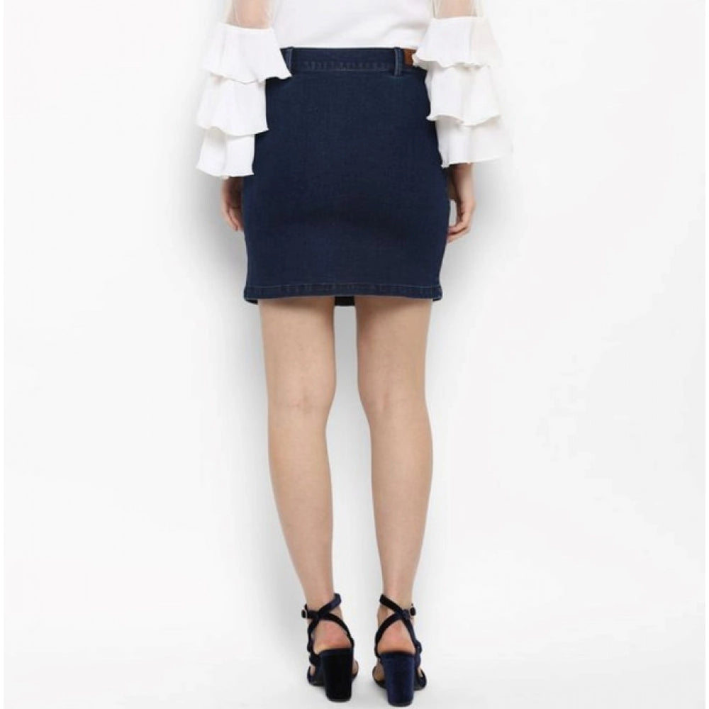 Versatile Women's Denim Front Button Buttoned Skirt