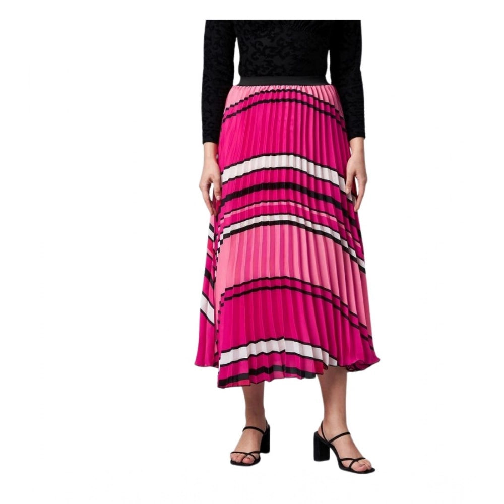 Voguish Women's Satin Pleated Elasticated Skirt
