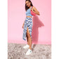 Elegant Women's Polyester Floral Side Zip Skirt