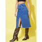 Magnificent Women's Denim Solid Buttoned Skirt
