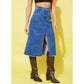 Magnificent Women's Denim Solid Buttoned Skirt