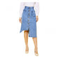 Magnificent Women's Denim Hi Lo Buttoned Skirt