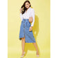 Magnificent Women's Denim Hi Lo Buttoned Skirt