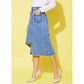 Magnificent Women's Denim Hi Lo Buttoned Skirt