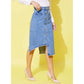 Magnificent Women's Denim Hi Lo Buttoned Skirt