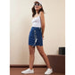Magnificent Women's Denim Lycra Solid Button Skirt