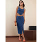 Marvellous Women's Denim Lycra Solid Button Skirt