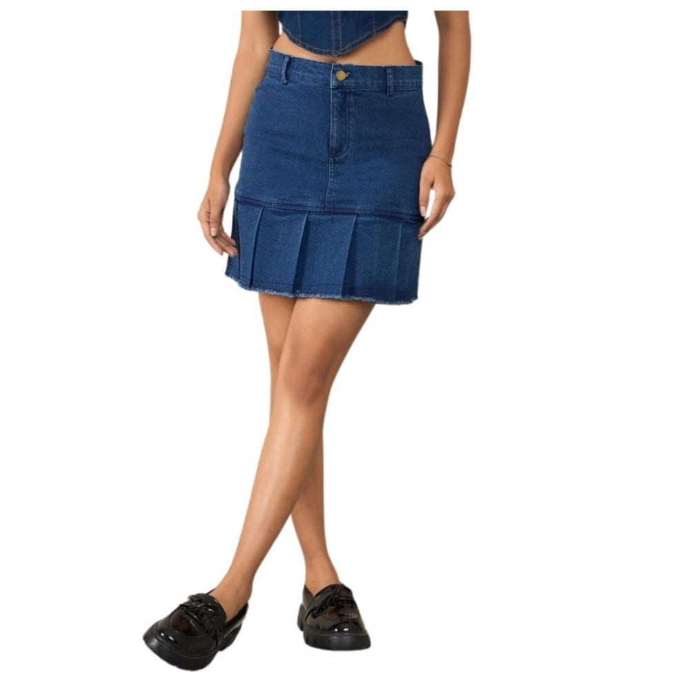 Magnificent Women's Denim Washed Buttoned Skirt