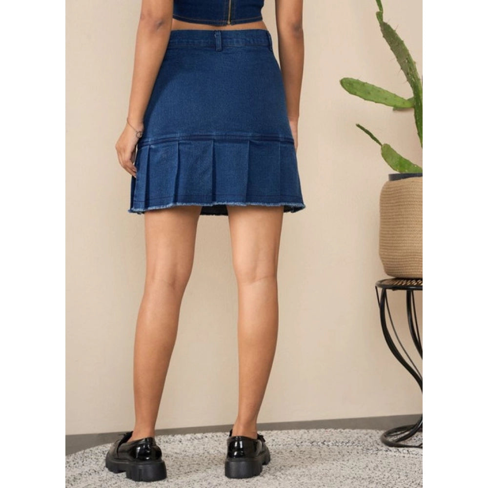 Magnificent Women's Denim Washed Buttoned Skirt