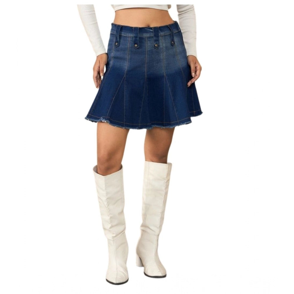 Magnificent Women's Denim Washed Buttoned Skirt