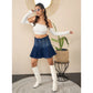 Magnificent Women's Denim Washed Buttoned Skirt