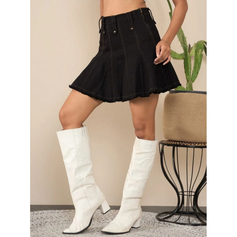 Magnificent Women's Denim Washed Buttoned Skirt