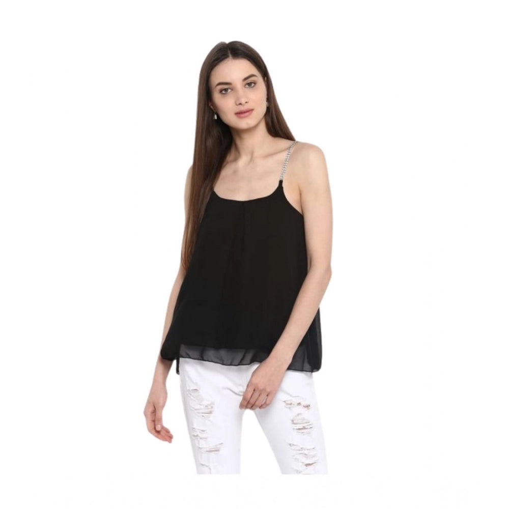 Lovely Women's Polyester Embellished Shoulder Straps Top