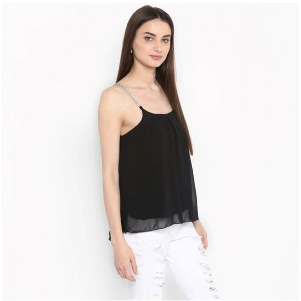 Lovely Women's Polyester Embellished Shoulder Straps Top