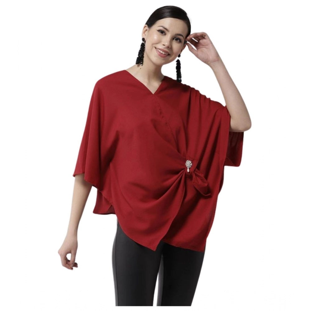Versatile Women's Polyester Solid Cape Sleeve Top