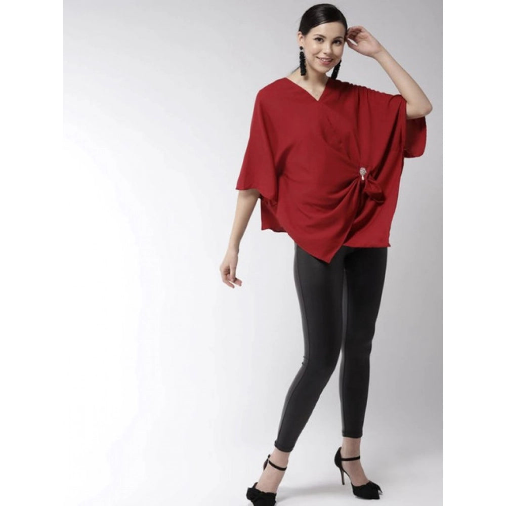 Versatile Women's Polyester Solid Cape Sleeve Top