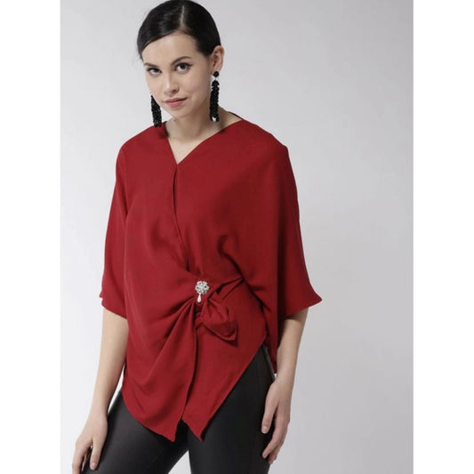 Versatile Women's Polyester Solid Cape Sleeve Top