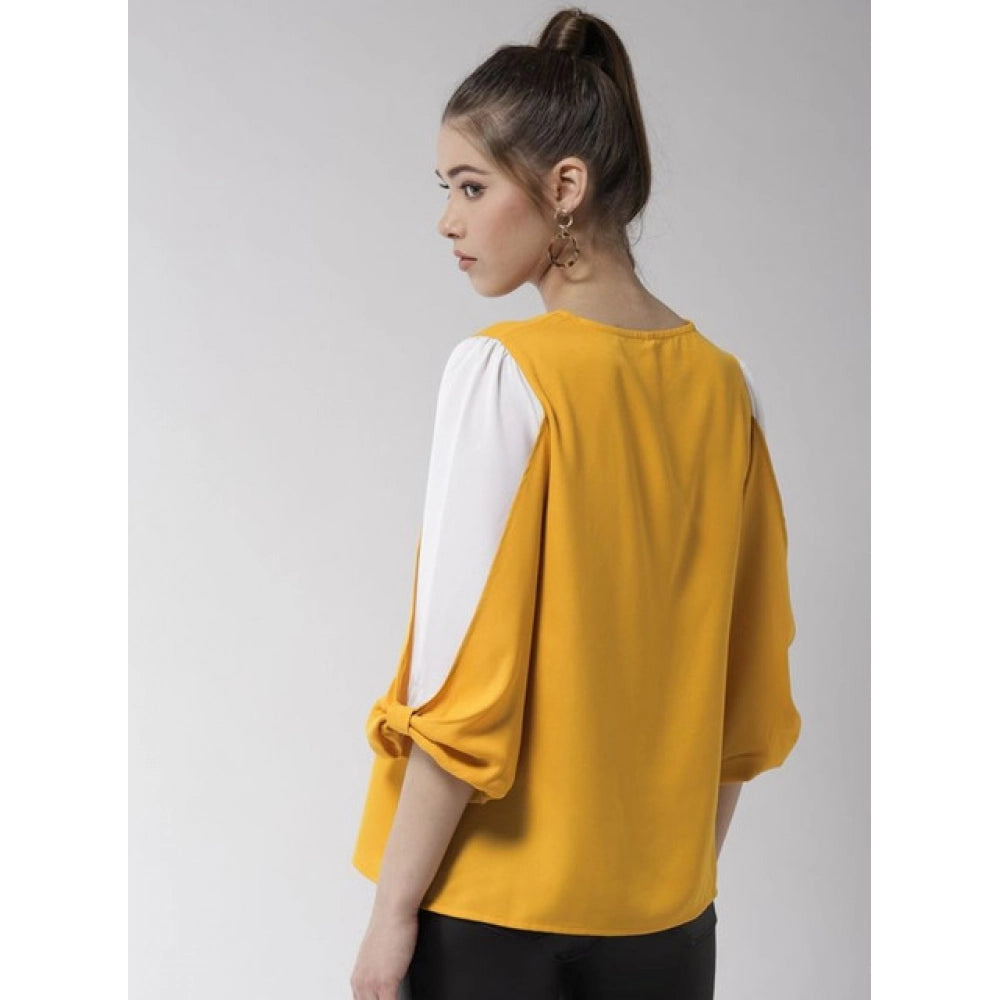 Versatile Women's Polyester Colour Block Slit Sleeve Top