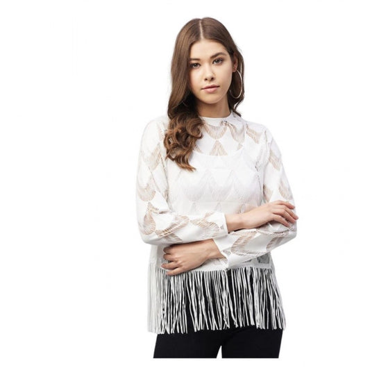 Lovely Women's Lace Self Design Short Sleeve Top