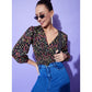 Fashionable Women's Polyester Floral Long Sleeves Top