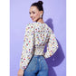 Fashionable Women's Polyester Floral Long Sleeves Top
