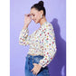 Fashionable Women's Polyester Floral Long Sleeves Top