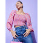 Fashionable Women's Polyester Floral Long Sleeves Top