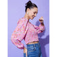 Fashionable Women's Polyester Floral Long Sleeves Top