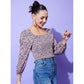 Fashionable Women's Polyester Floral Long Sleeves Top
