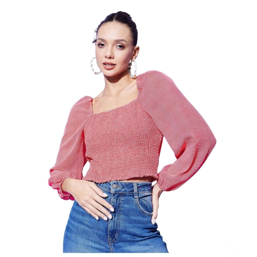 Fashionable Women's Polyester Floral Long Sleeves Top