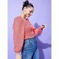Fashionable Women's Polyester Floral Long Sleeves Top