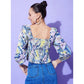 Fashionable Women's Polyester Floral Long Sleeves Top