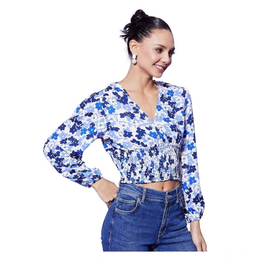 Versatile Women's Polyester Floral Long Sleeves Top
