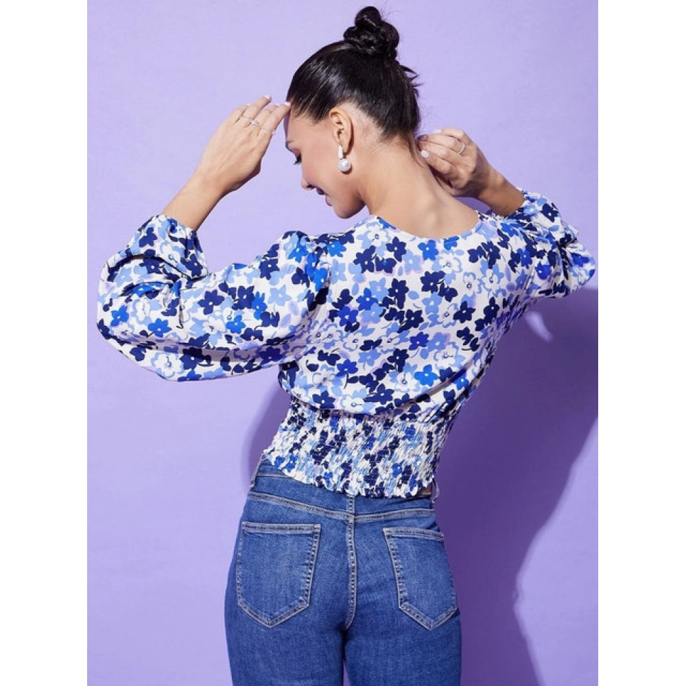 Versatile Women's Polyester Floral Long Sleeves Top