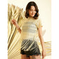 Ravishing Women's Polyester Lace Self Design Short Sleeve Top