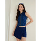 Lovely Women's Denim Lycra Solid Sleeveless Top