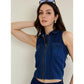 Lovely Women's Denim Lycra Solid Sleeveless Top