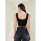 Lovely Women's Denim Lycra Solid Sleeveless Top