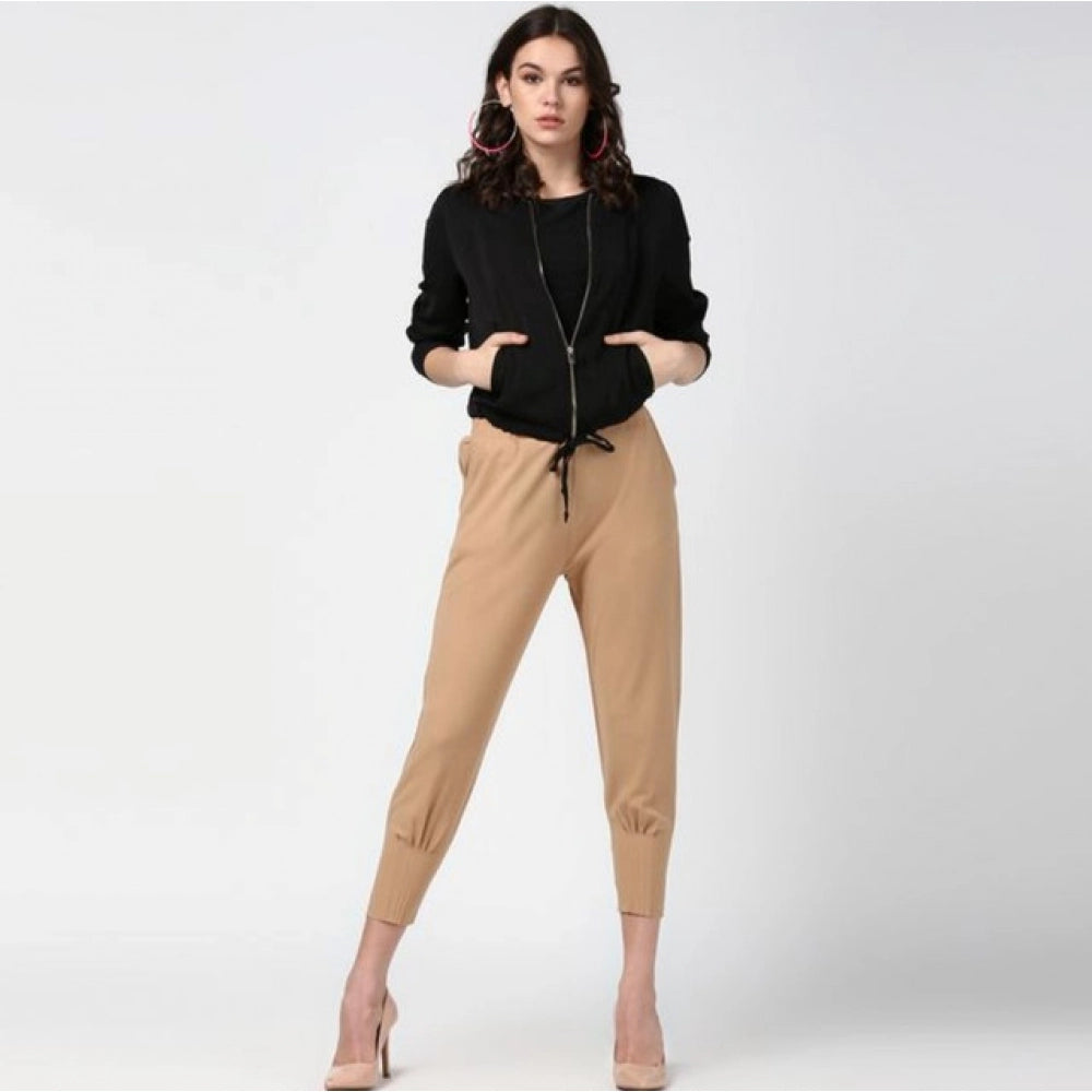 Voguish Women's Polyester Solid Elasticated Trousers